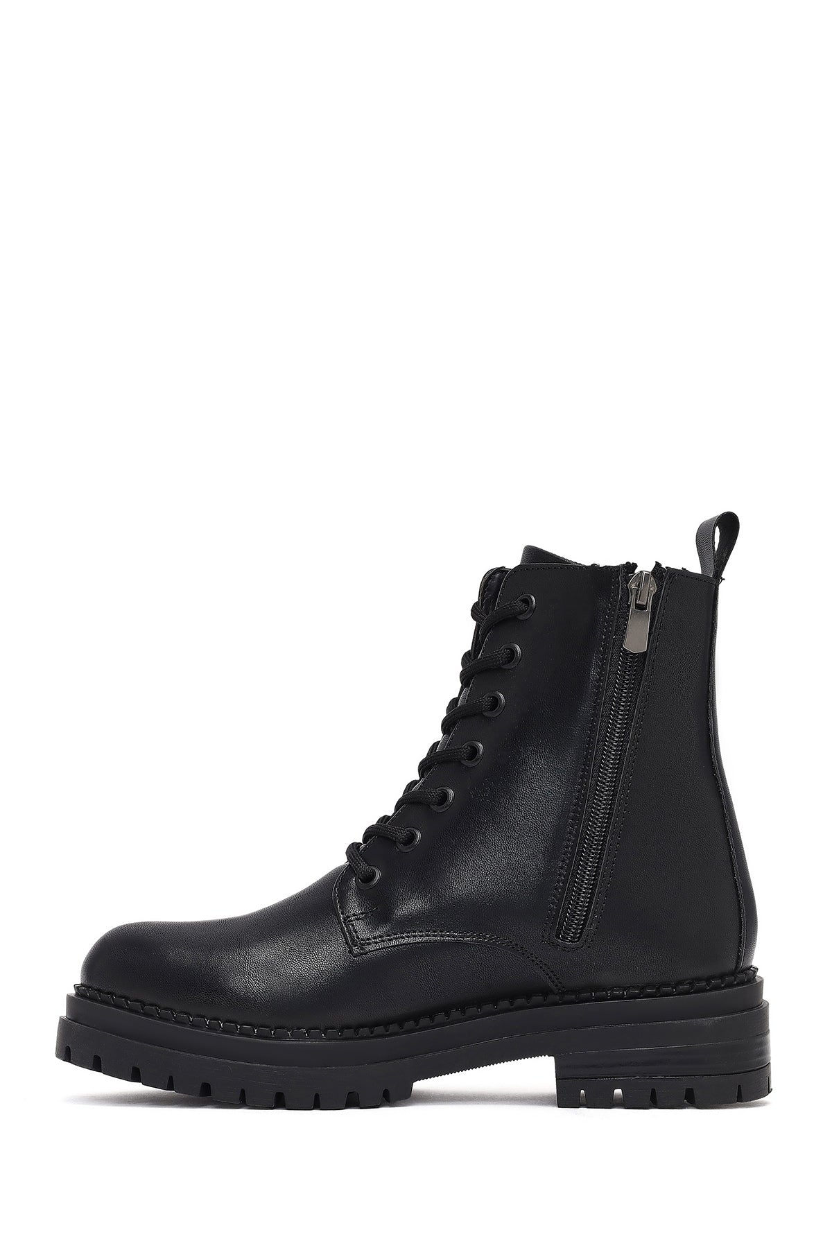 Kadın Siyah Fermuarlı Kalın Tabanlı Postal Bot