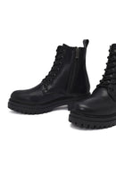 Woman Black Zippered Combat Boots | Derimod