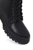 Woman Black Zippered Combat Boots | Derimod