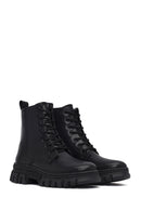 Woman Black Zippered Combat Boots | Derimod