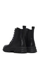 Woman Black Zippered Combat Boots | Derimod