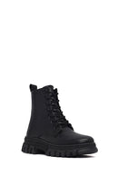 Woman Black Zippered Combat Boots | Derimod