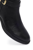 Woman Black Zippered Buckled Boots | Derimod