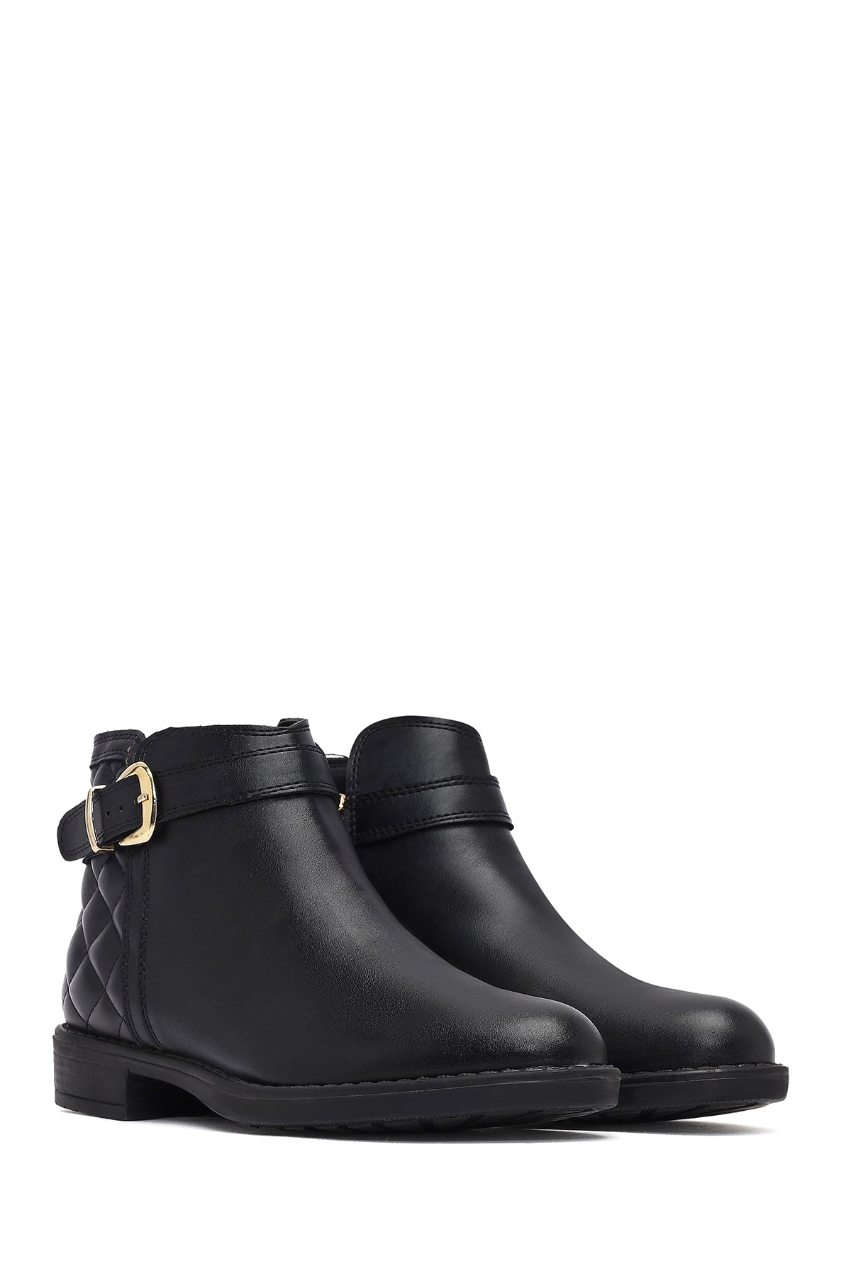 Kadın Siyah Fermuarlı Tokalı Bot