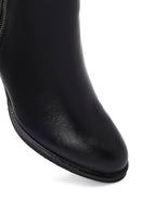 Woman Black Zippered Thick Heel Boots | Derimod