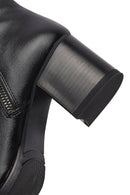 Woman Black Zippered Thick Heel Boots | Derimod