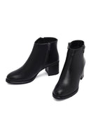 Woman Black Zippered Thick Heel Boots | Derimod