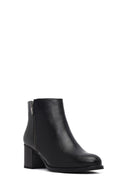 Woman Black Zippered Thick Heel Boots | Derimod