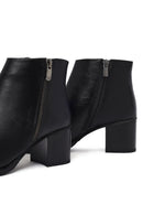 Woman Black Zippered Thick Heel Boots | Derimod