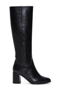 Woman Black Zippered Thick Heeled Boots | Derimod