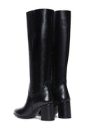 Woman Black Zippered Thick Heeled Boots | Derimod