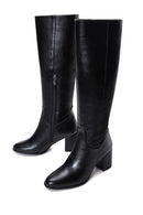 Woman Black Zippered Thick Heeled Boots | Derimod