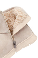 Kadın Bej Fermuarlı Süet Teddy Bot | Derimod