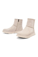 Kadın Bej Fermuarlı Süet Teddy Bot | Derimod