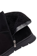 Kadın Siyah Fermuarlı Süet Teddy Bot | Derimod