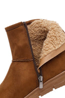 Kadın Taba Fermuarlı Süet Teddy Bot | Derimod