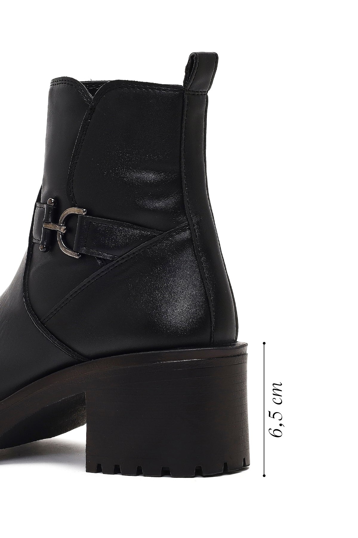 Kadın Siyah Fermuarlı Kalın Topuklu Bot