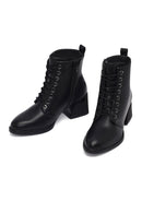 Woman Black Zippered Thick Heel Boots | Derimod