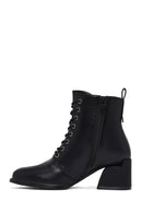 Woman Black Zippered Thick Heel Boots | Derimod