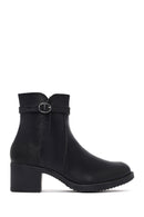 Woman Black Zippered Thick Heel Boots | Derimod