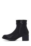 Woman Black Zippered Thick Heel Boots | Derimod