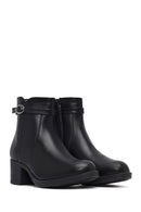 Woman Black Zippered Thick Heel Boots | Derimod