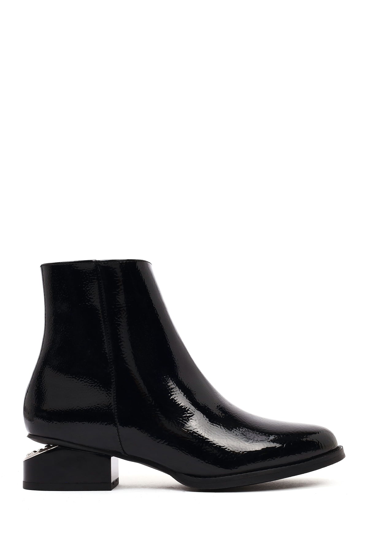 Kadın Siyah Kalın Kısa Topuklu Rugan Bot