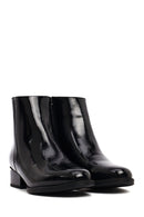 Women's Black Thick Short Heel Patent Leather Boot | Derimod