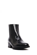 Women's Black Thick Short Heel Patent Leather Boot | Derimod