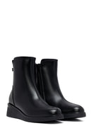 Woman Black Zippered Wedge Heeled Boots | Derimod
