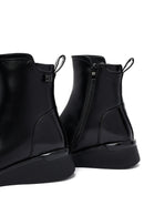 Woman Black Zippered Wedge Heeled Boots | Derimod