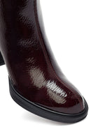 Kadın Bordo Fermuarlı Kalın Topuklu Bot | Derimod