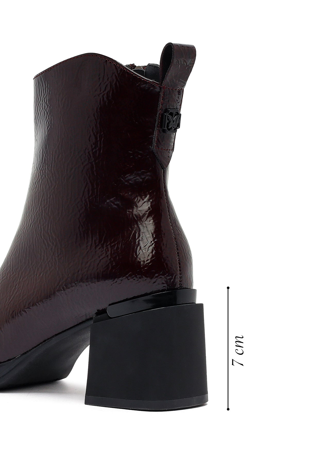 Kadın Bordo Fermuarlı Kalın Topuklu Bot