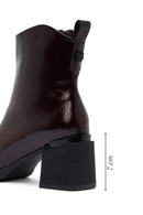 Kadın Bordo Fermuarlı Kalın Topuklu Bot | Derimod