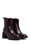 Kadın Bordo Fermuarlı Kalın Topuklu Bot | Derimod