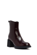 Kadın Bordo Fermuarlı Kalın Topuklu Bot | Derimod