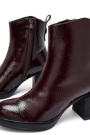 Kadın Bordo Fermuarlı Kalın Topuklu Bot | Derimod