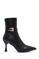 Woman Black Zippered Thin Heeled Boots | Derimod