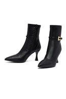 Woman Black Zippered Thin Heeled Boots | Derimod
