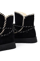 Kadın Siyah Bağcıklı Kalın Tabanlı Süet Teddy Bot | Derimod