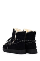 Kadın Siyah Bağcıklı Kalın Tabanlı Süet Teddy Bot | Derimod