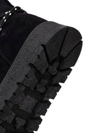 Kadın Siyah Bağcıklı Kalın Tabanlı Süet Teddy Bot | Derimod