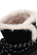 Kadın Siyah Bağcıklı Kalın Tabanlı Süet Teddy Bot | Derimod