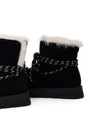 Kadın Siyah Bağcıklı Kalın Tabanlı Süet Teddy Bot | Derimod