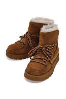 Kadın Taba Bağcıklı Kalın Tabanlı Süet Teddy Bot | Derimod