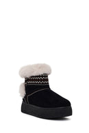 Kadın Siyah Kalın Tabanlı Süet Teddy Bot | Derimod