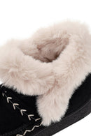 Kadın Siyah Kalın Tabanlı Püsküllü Süet Teddy Bot | Derimod