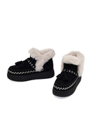 Kadın Siyah Kalın Tabanlı Püsküllü Süet Teddy Bot | Derimod