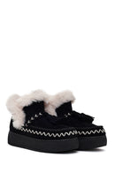 Kadın Siyah Kalın Tabanlı Püsküllü Süet Teddy Bot | Derimod