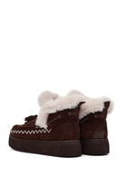 Kadın Kahverengi Kalın Tabanlı Püsküllü Süet Teddy Bot | Derimod